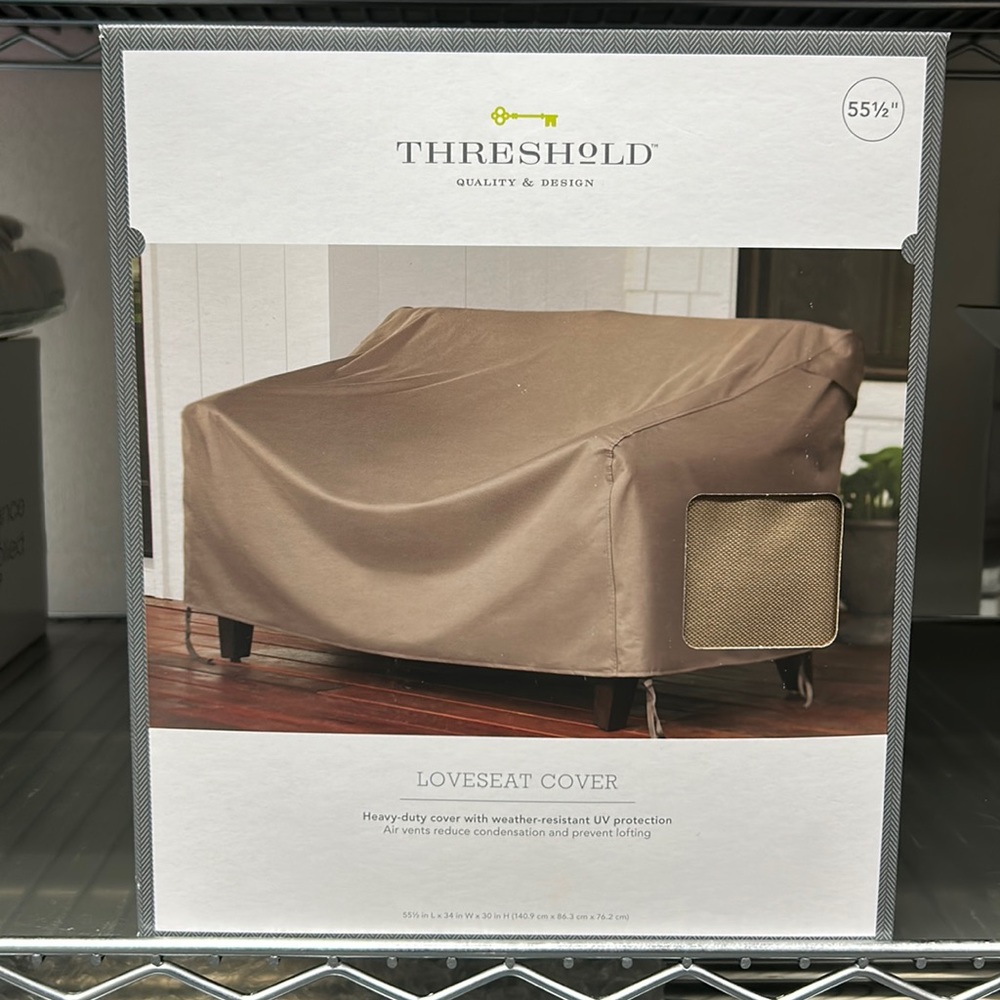 Threshold NWT Target Tan Outdoor Heavy Duty Loveseat Cover Grill, Chairs, & More - Picture 1 of 2